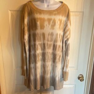 We The Free Beige and Cream Long Sleeve Top